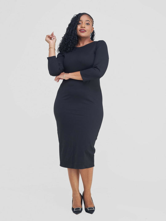 Panther Piped Dress - Black