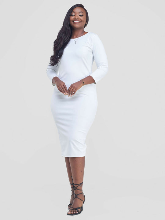 Panther Piped Dress - White