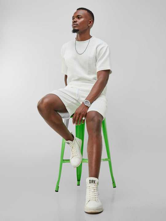Sw Men's Square Textured Shorts - White