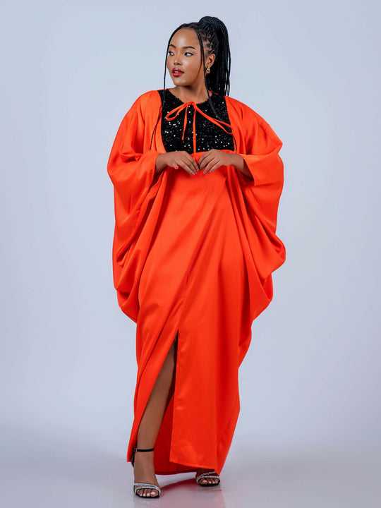 Plainchic Zeki Kaftan Dress – Burnt Orange/Black
