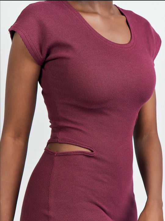 Zia Africa "Cutting Edge" Maxi Bodycon Dress - Burgundy
