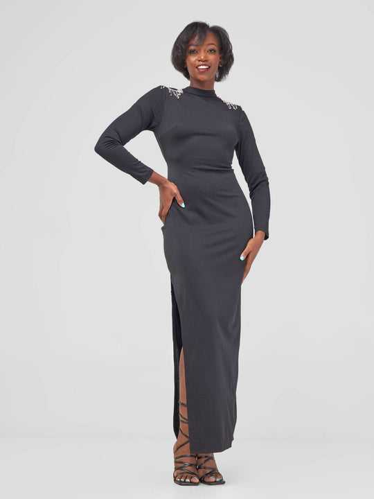 Stylish Sisters Black Cotton Bodycon Dress
