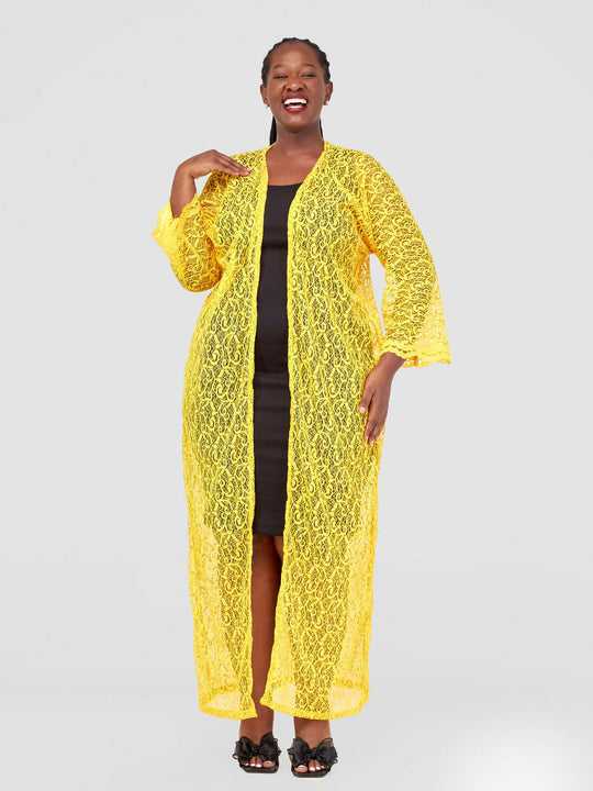 Zamaya Stitches Yellow Lace Kimono