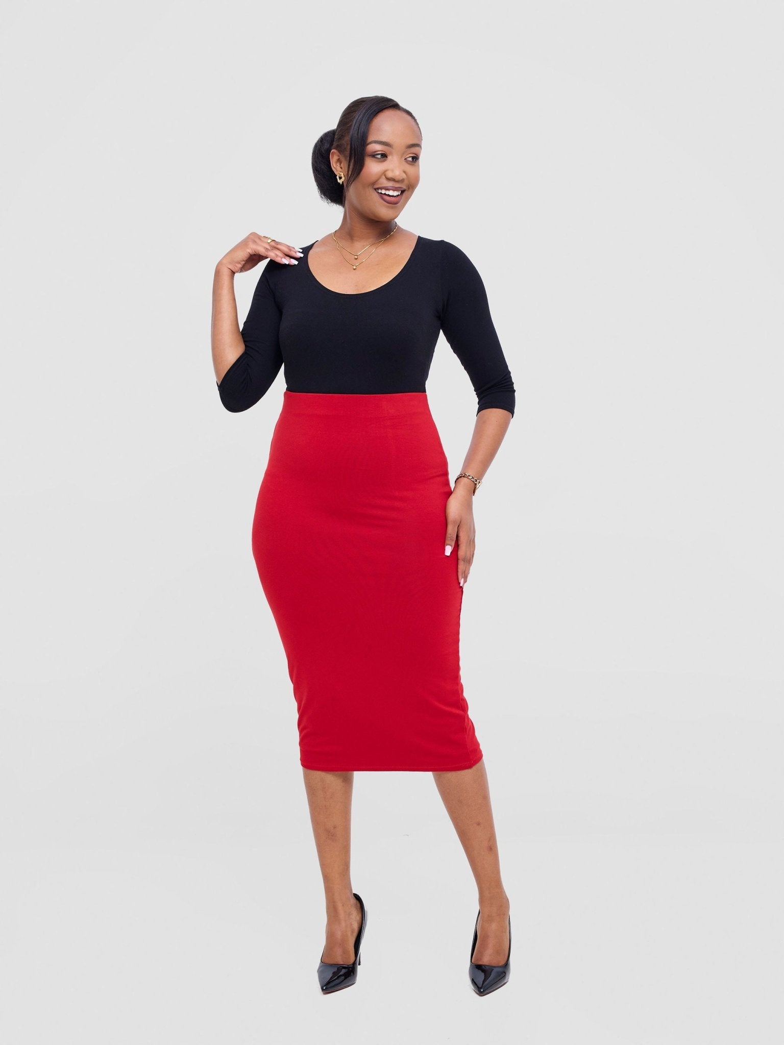 Vivo Basic Lined Capri Skirt - Dark Red