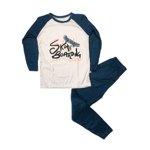Blue Skate Boarding Pajama Set 2 Pc Light Fleece