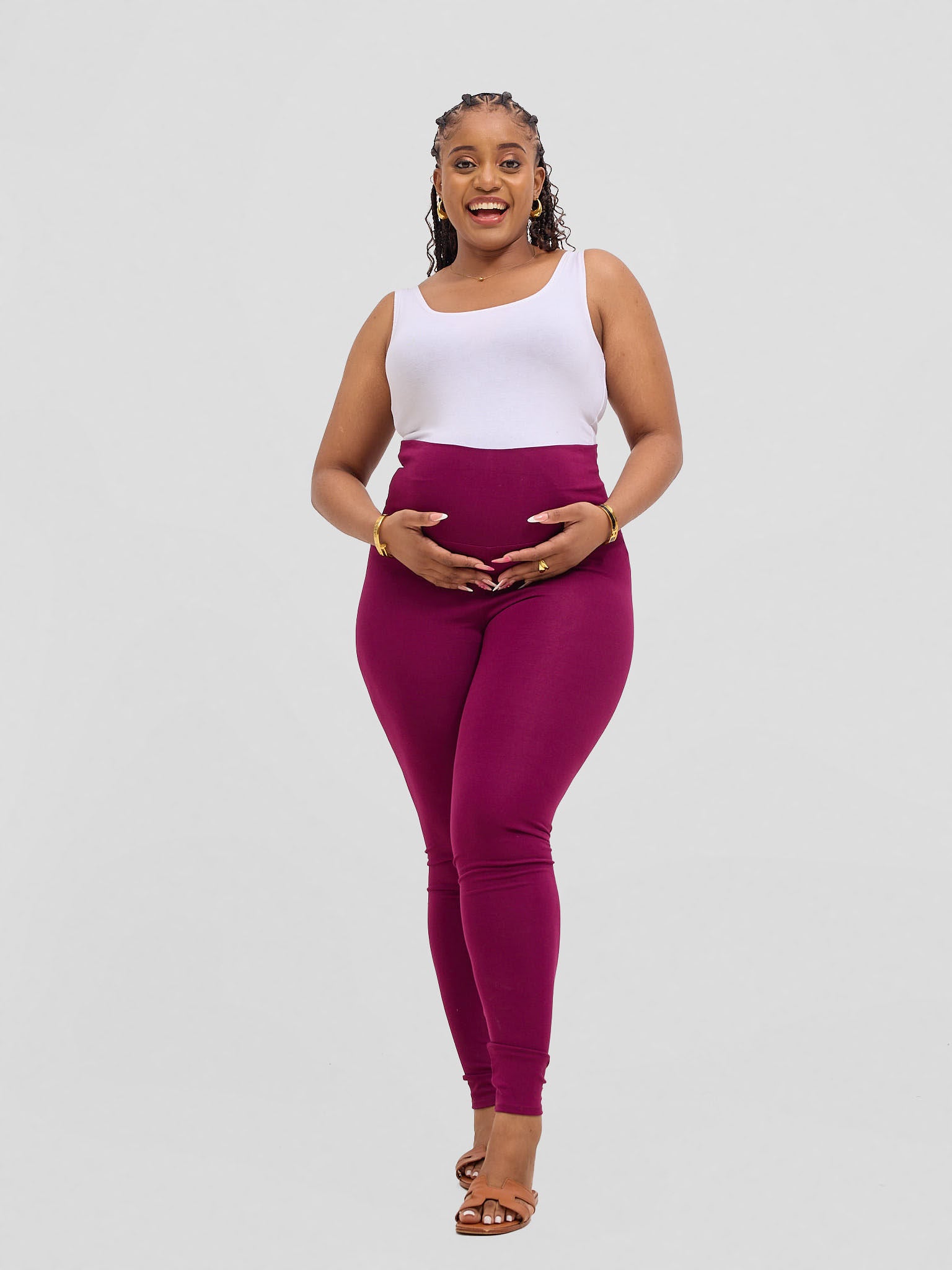 Vivo Basic Maternity Leggings - Burgundy