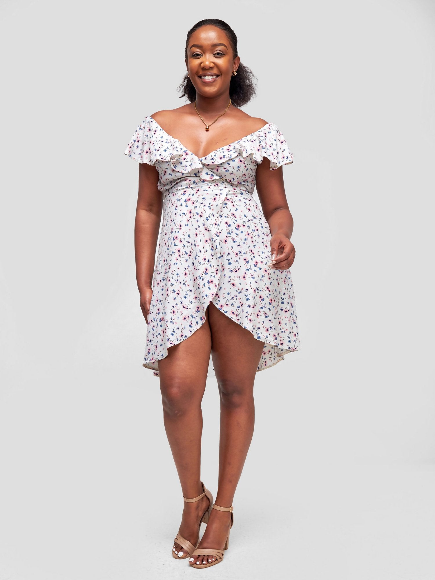 Tuli Lerato Wrap Dress - White Floral Print