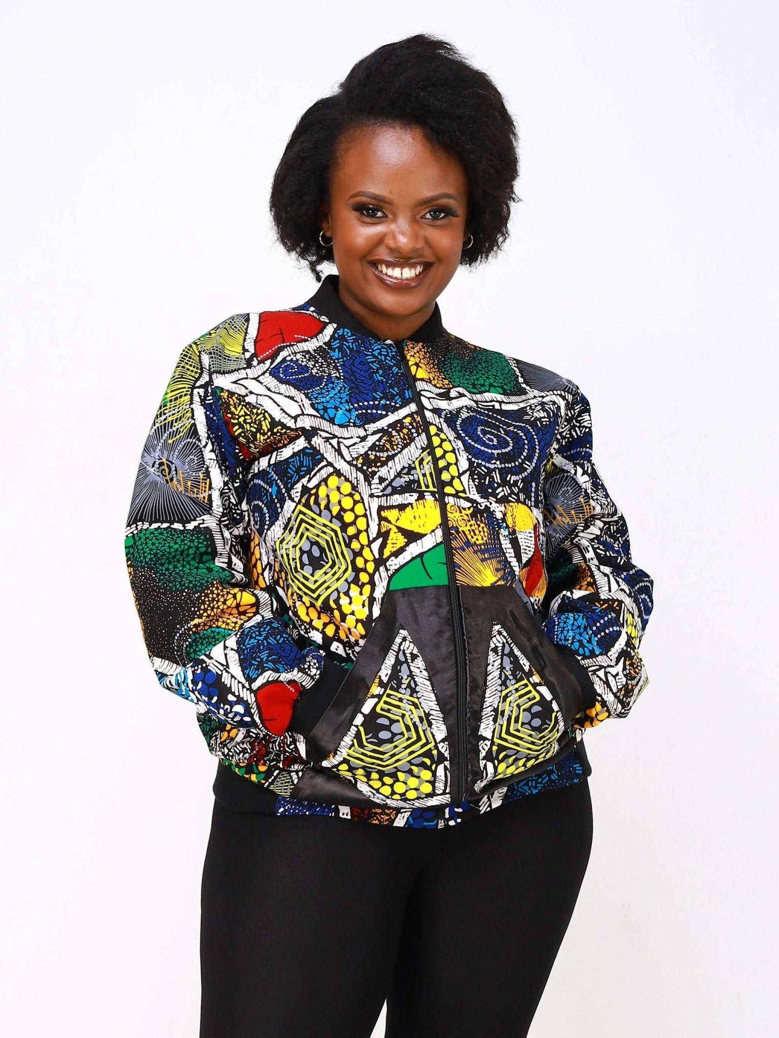 Wsc Pambo Nef African Print Bomber - Green / Blue Print