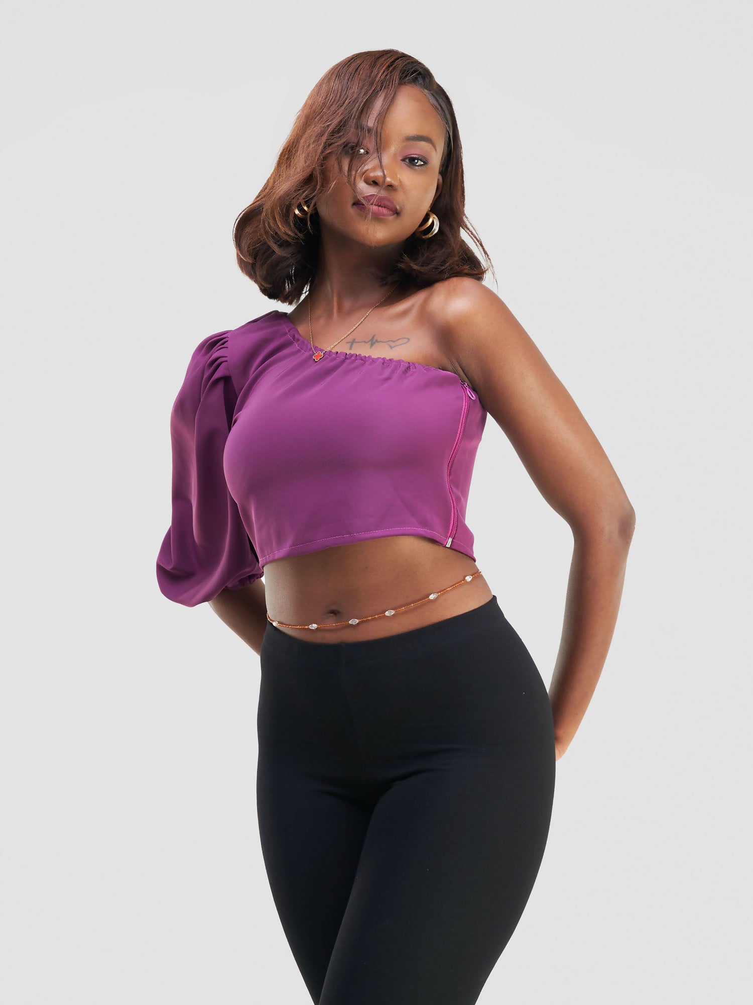 Hasna One Shoulder Top - Purple