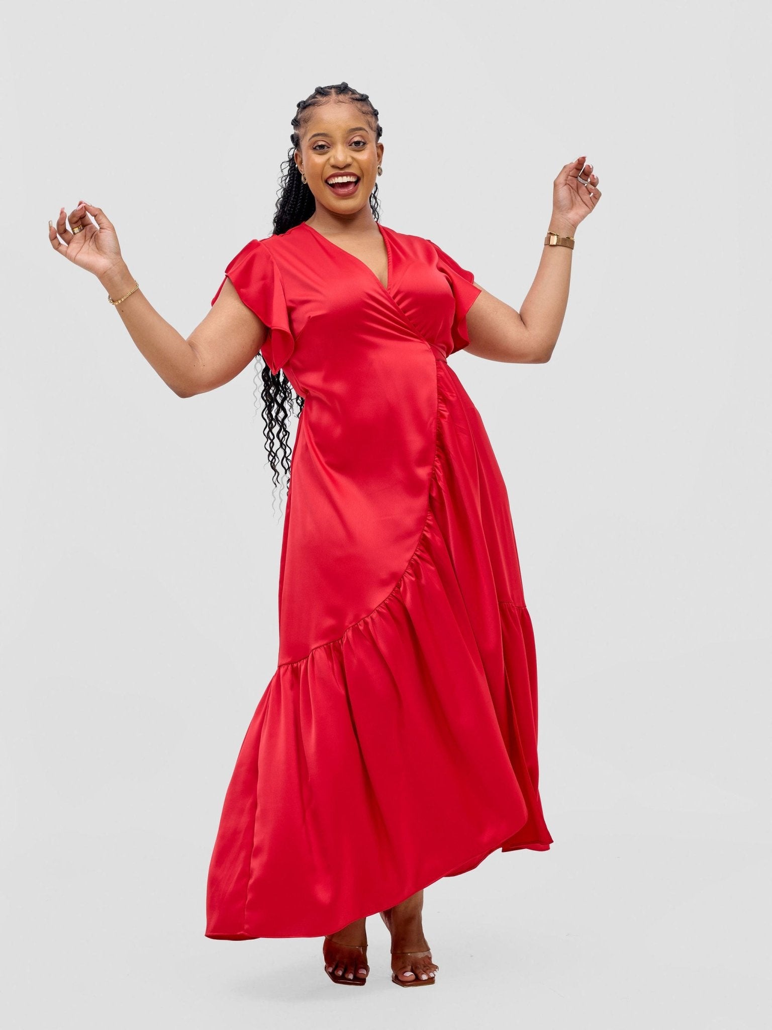 Vivo Hanabi Wrap Maxi Dress - Dark Red