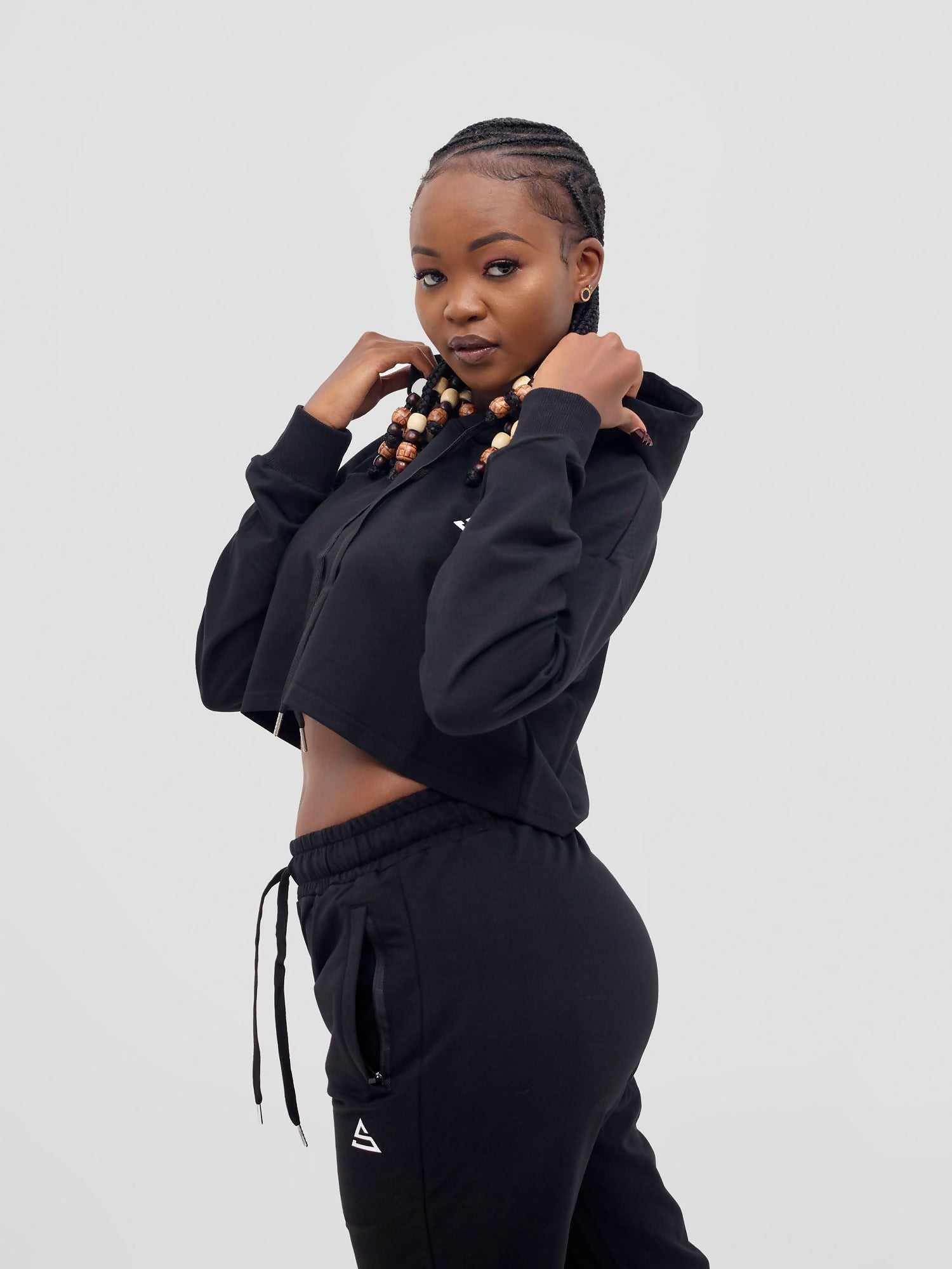 Rotator Active Wear Women's Cropped Lifestyle Hoodie Top - Black