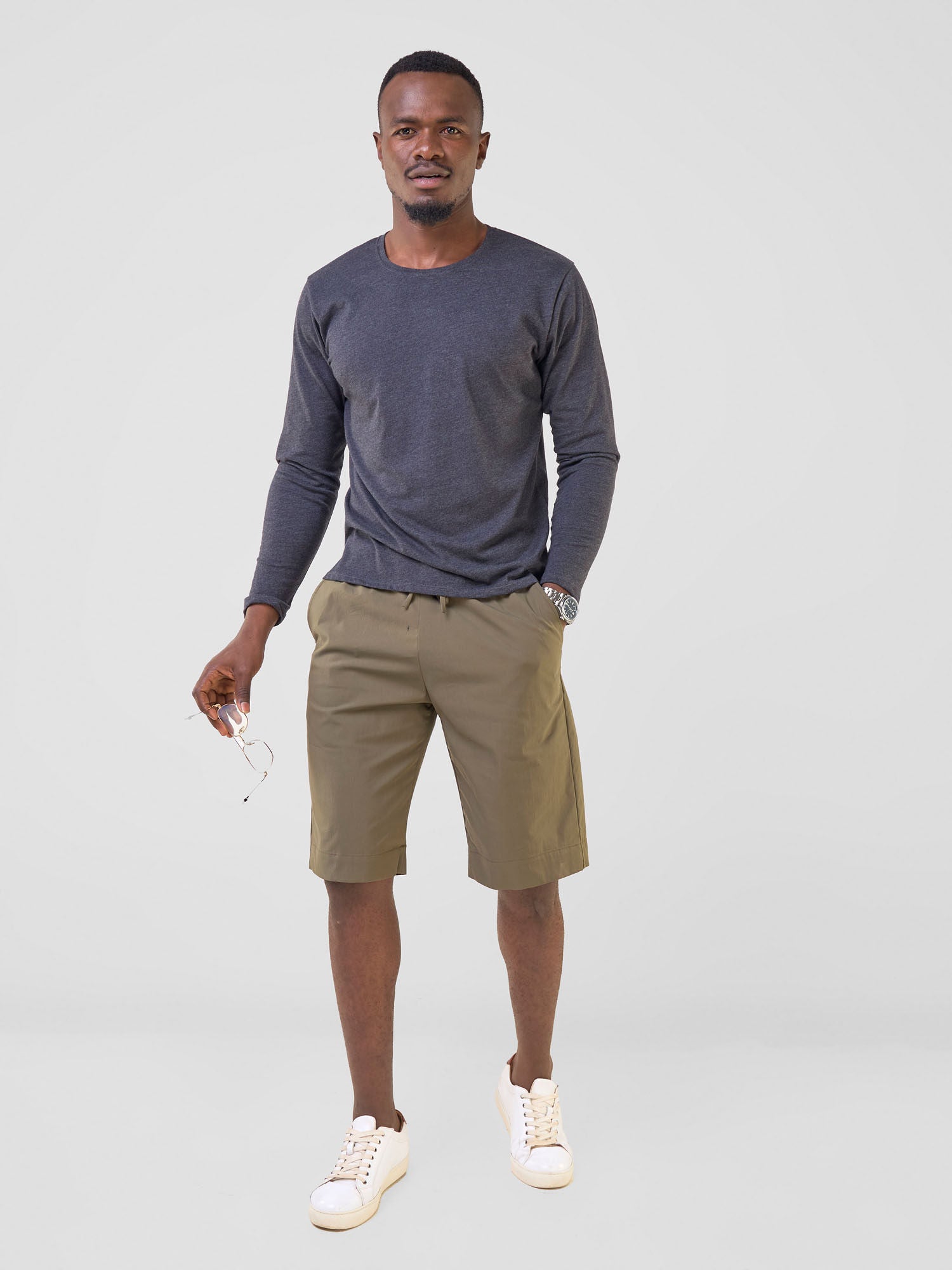 Safari by Vivo Bush Men's Long Sleeve T-shirt - Grey