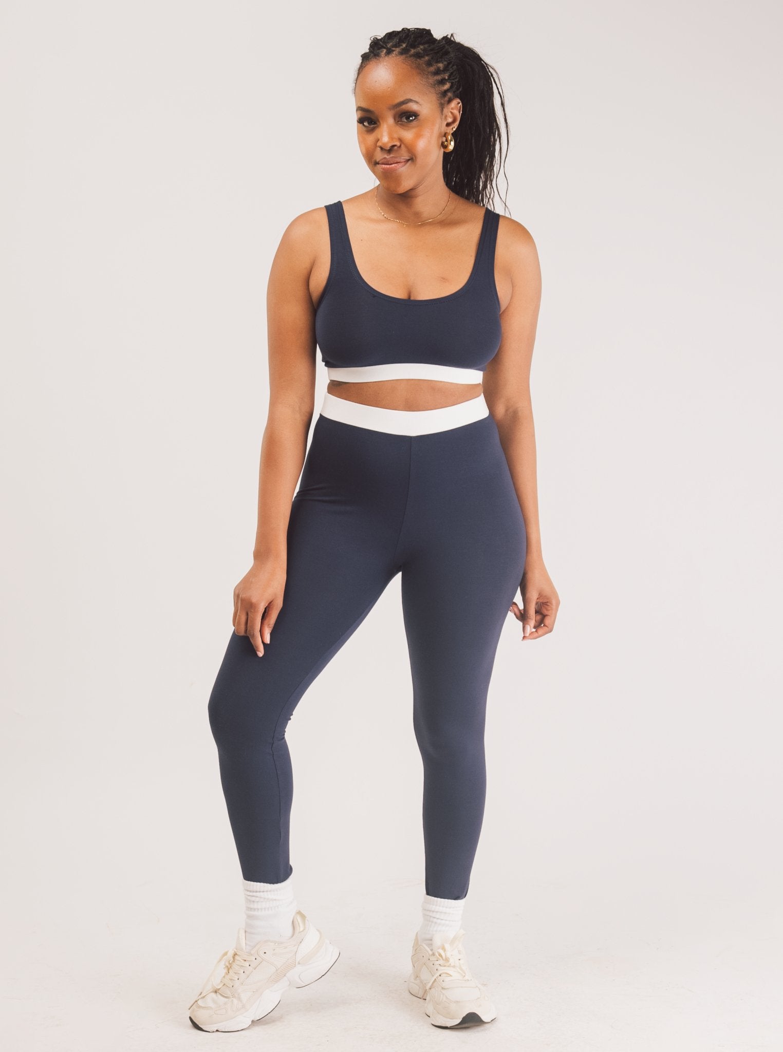 Vivo X This Is Essential Scooped Neck Bralette - Navy Blue / White