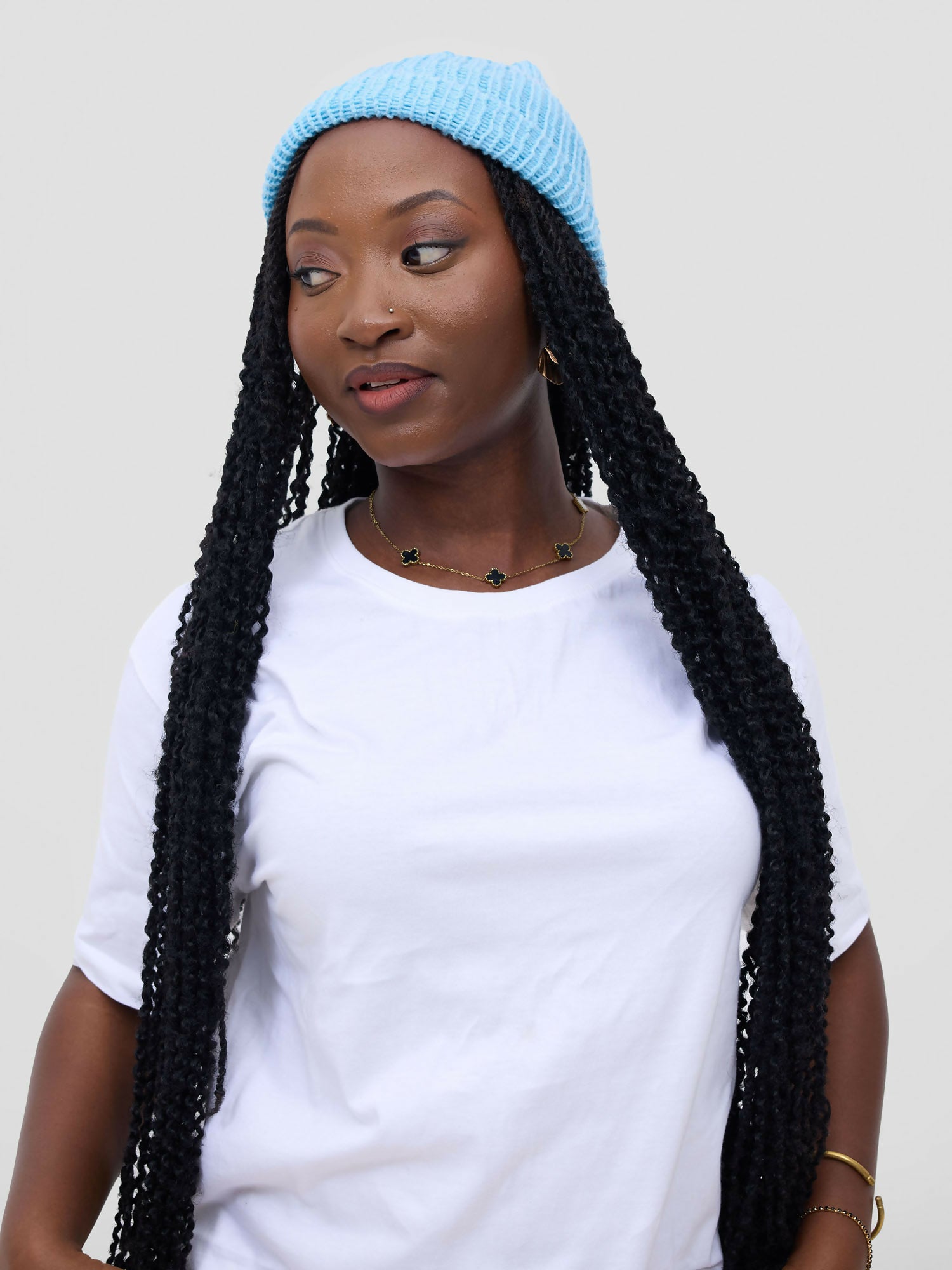 Ogfra Knits Knit Beanie Hat - Baby Blue