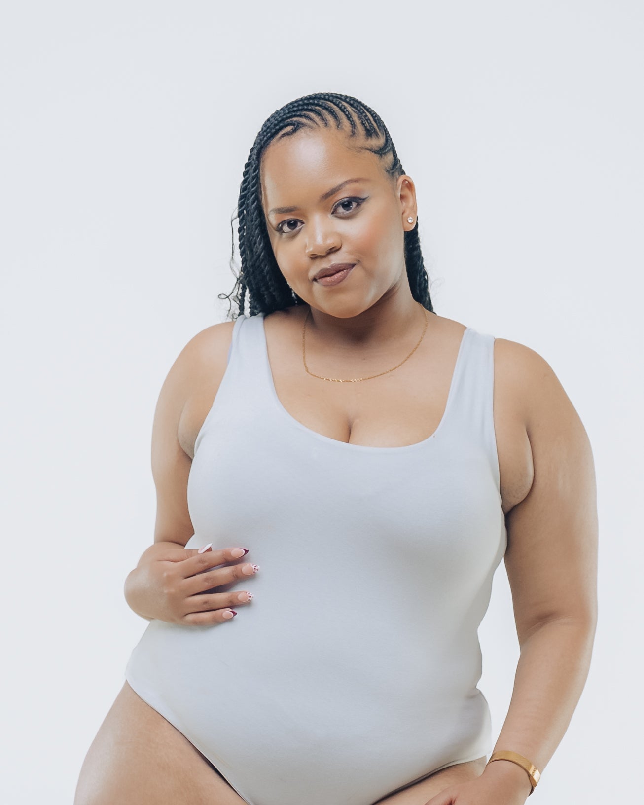 Vivo X This Is Essential  Sleeveless Scooped Neck Bodysuit - Grey