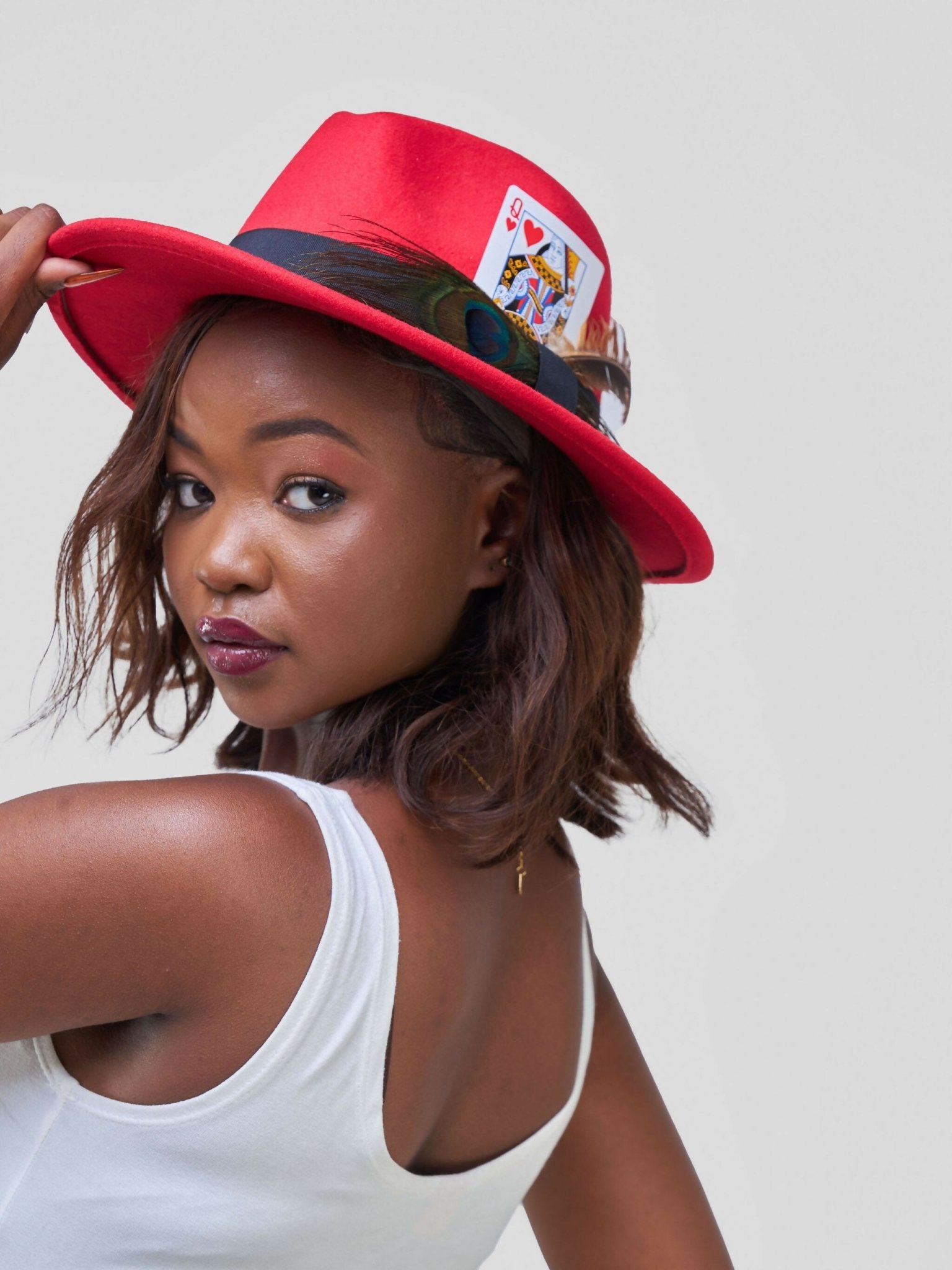 Queen of Fedora Hat - Red