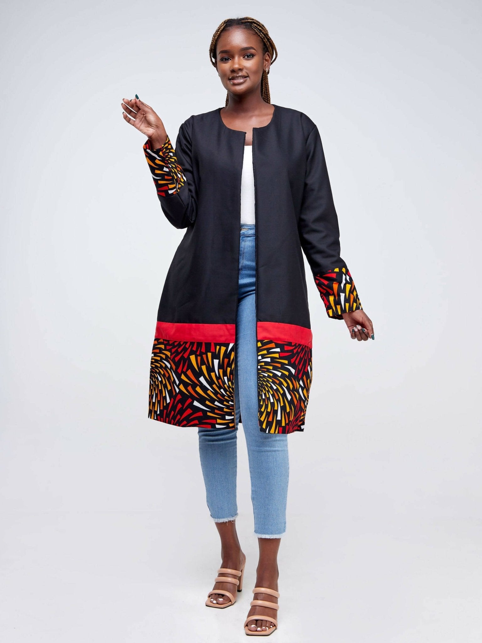 Da'joy Fashions Iliad Ankara Coat - Black