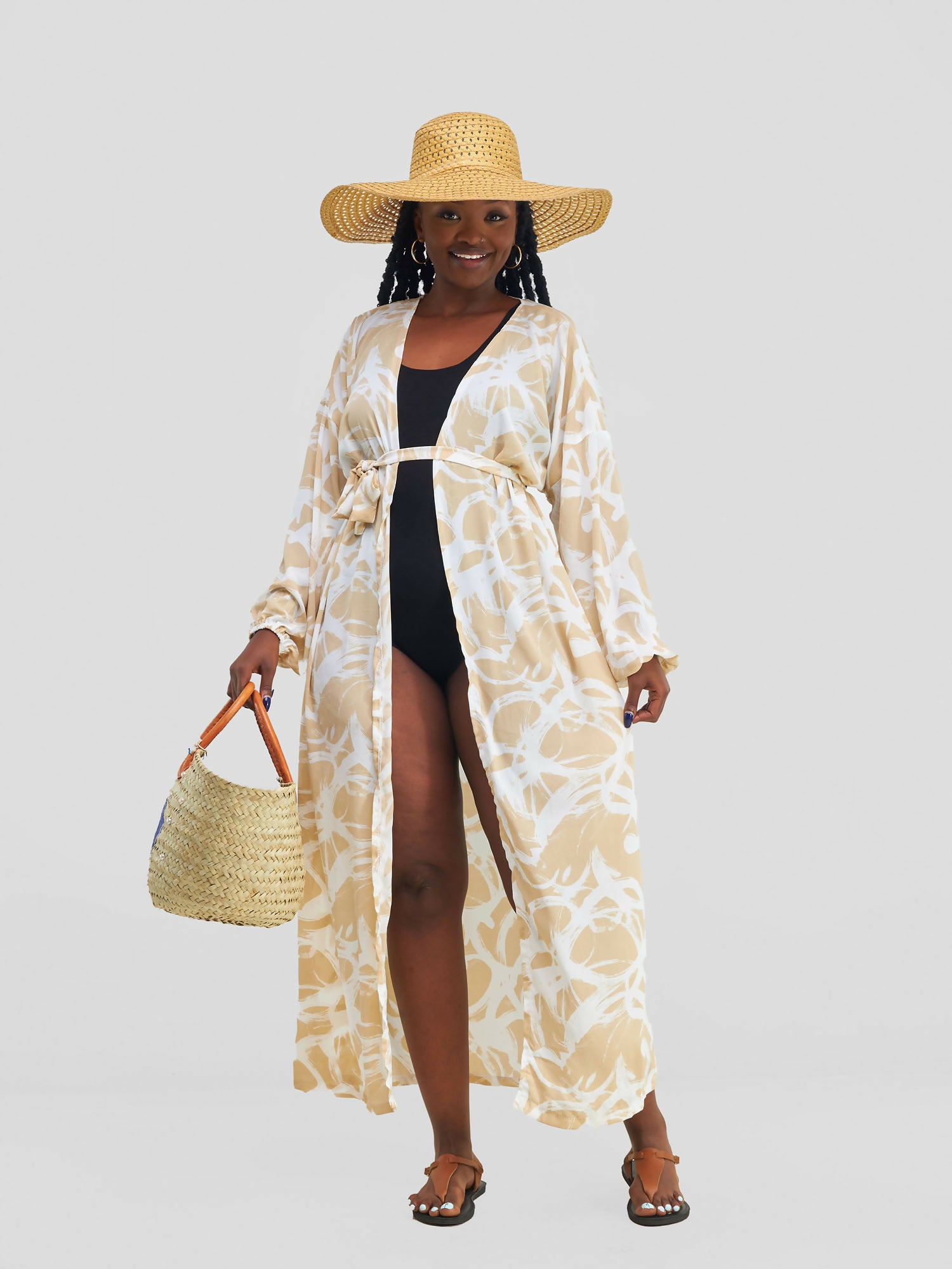 Shells Attic Cover up Kimono - Brown