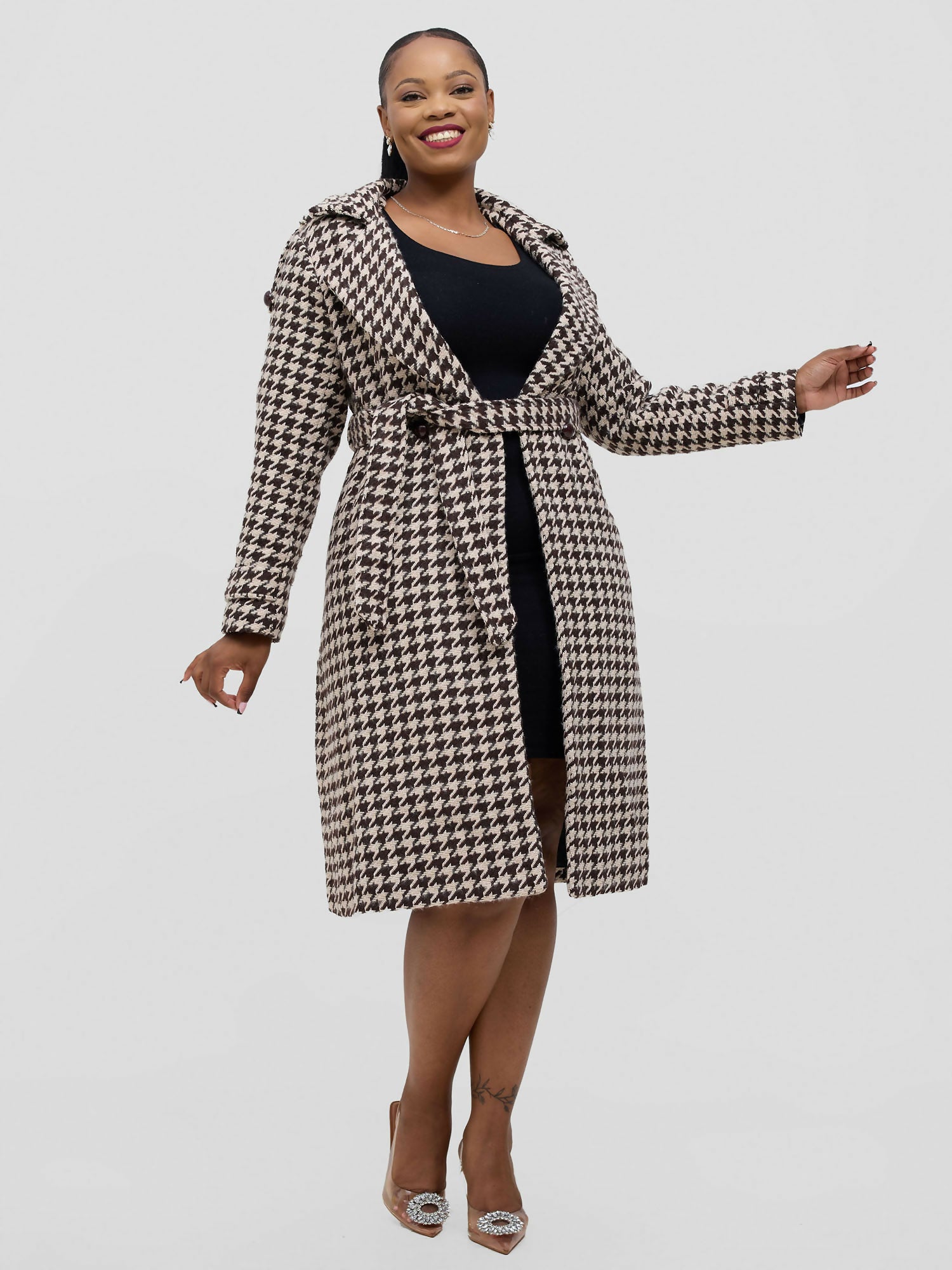 Trench Coat Jacket - Brown / Beige