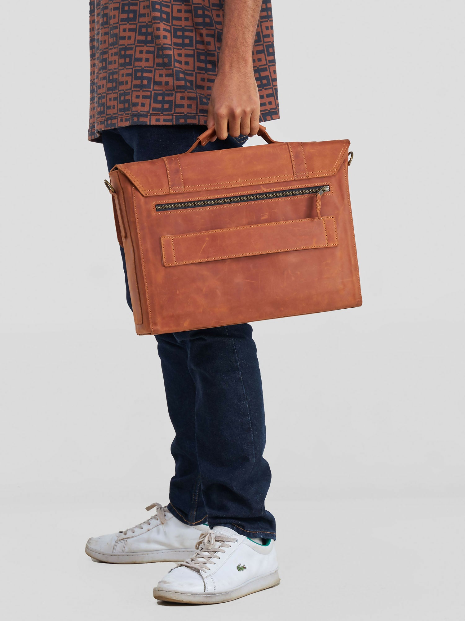 Blueberry Leather Executive Bag - Tan