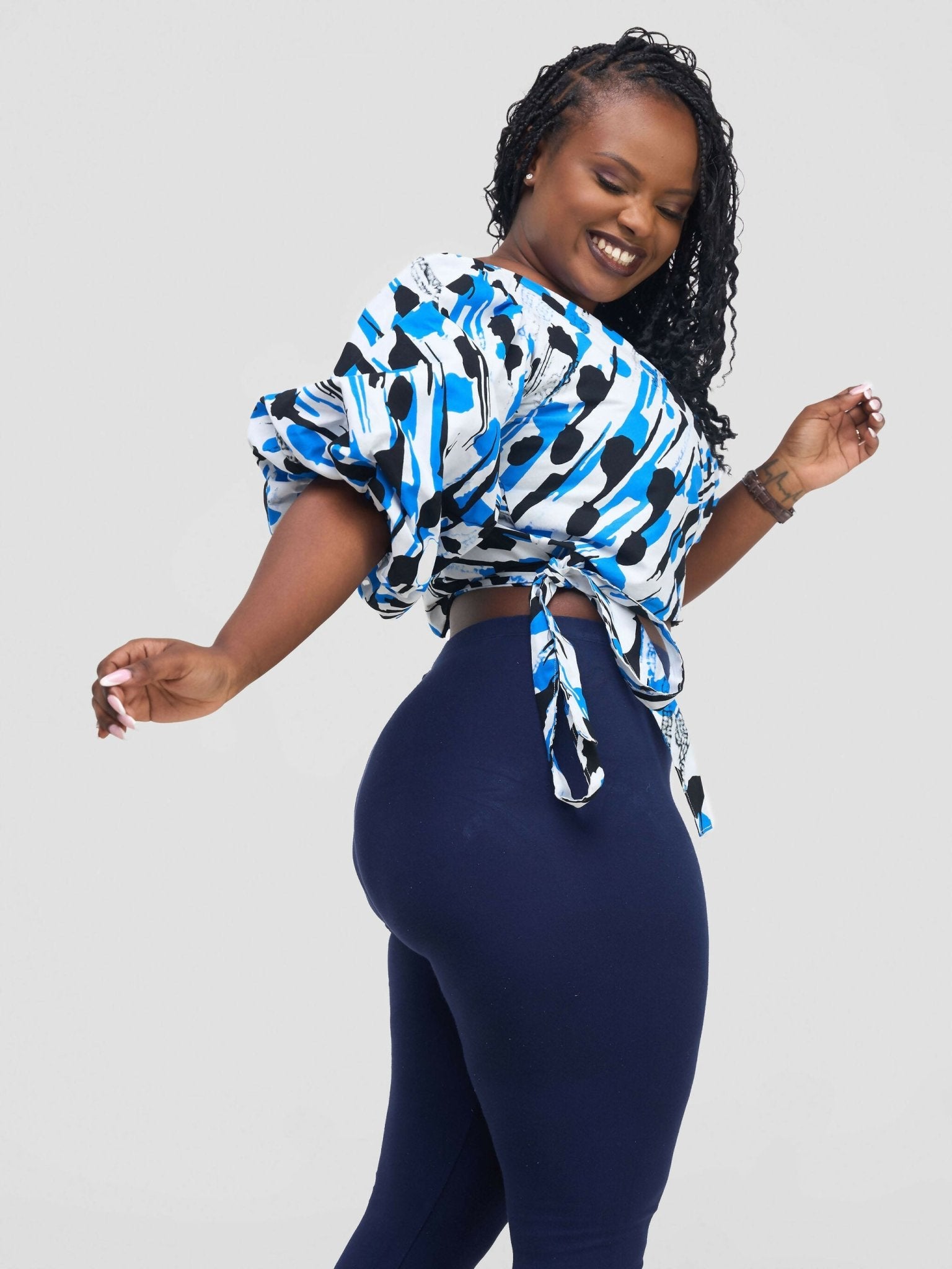 Chic Clique Waridi Wrap Top - Blue / White