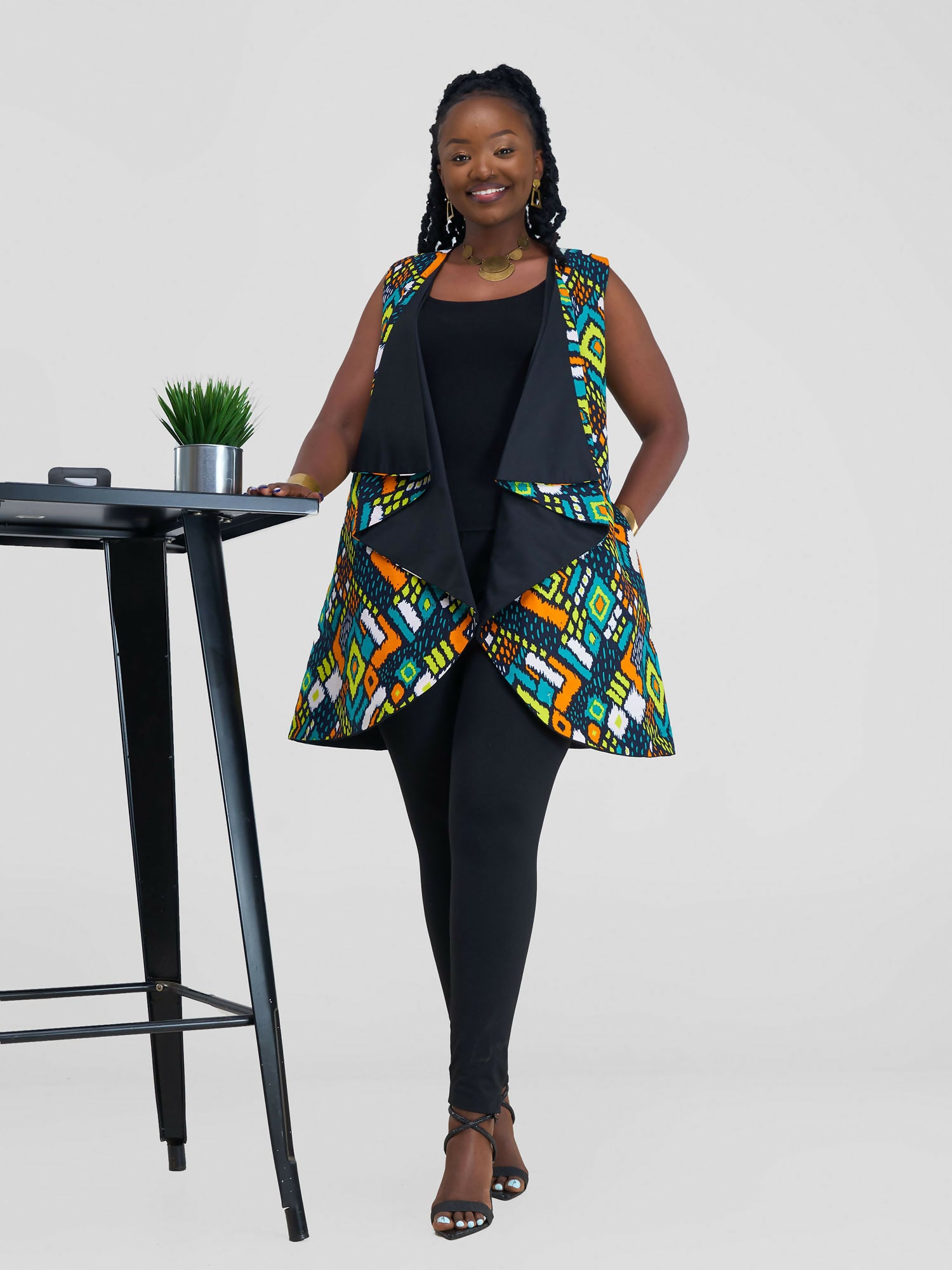 Mwangush Waterfall Jacket - Green / Orange Print
