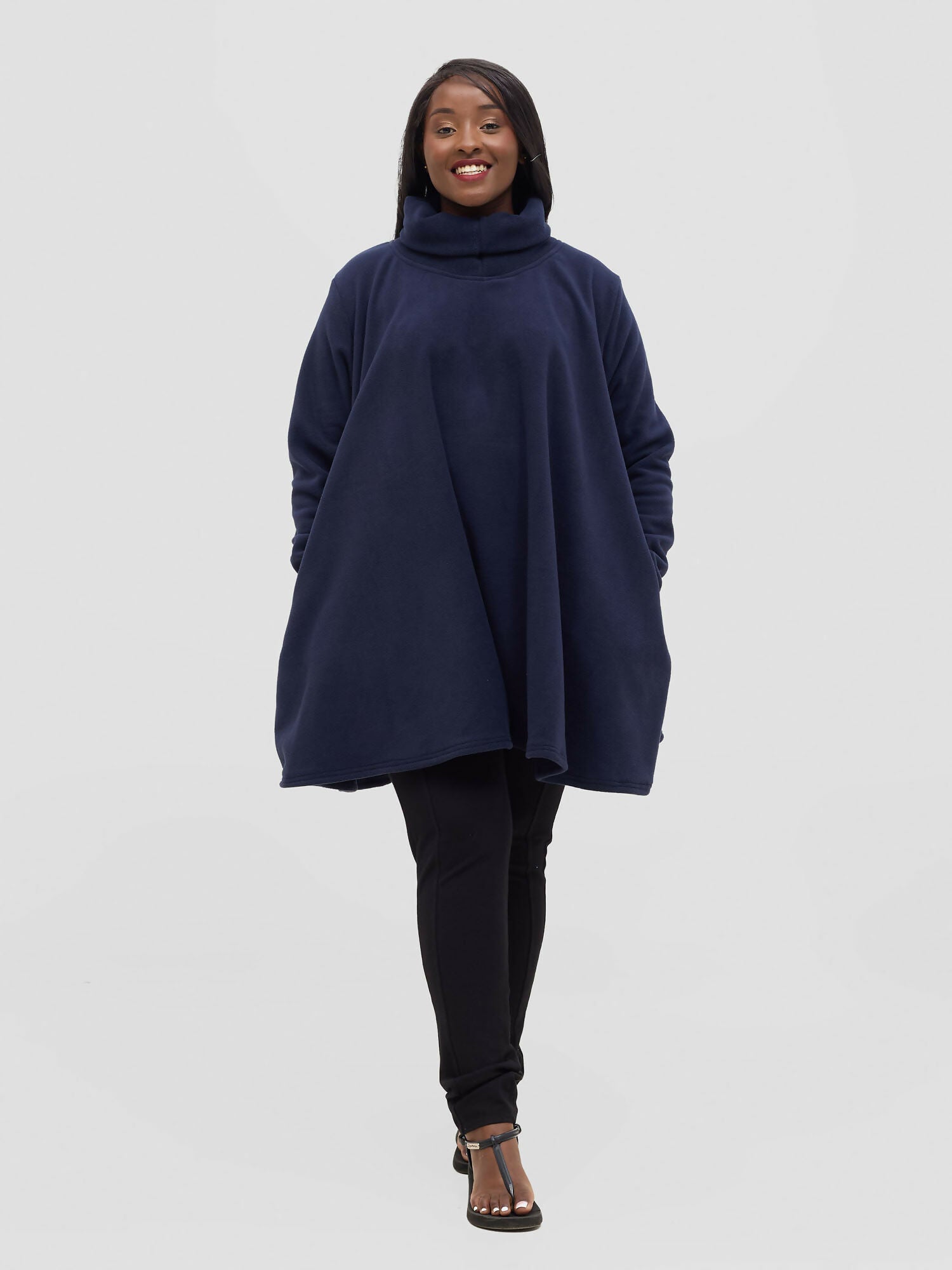Timyt Urban Velvet Sky Side Pocket Poncho - Navy Blue