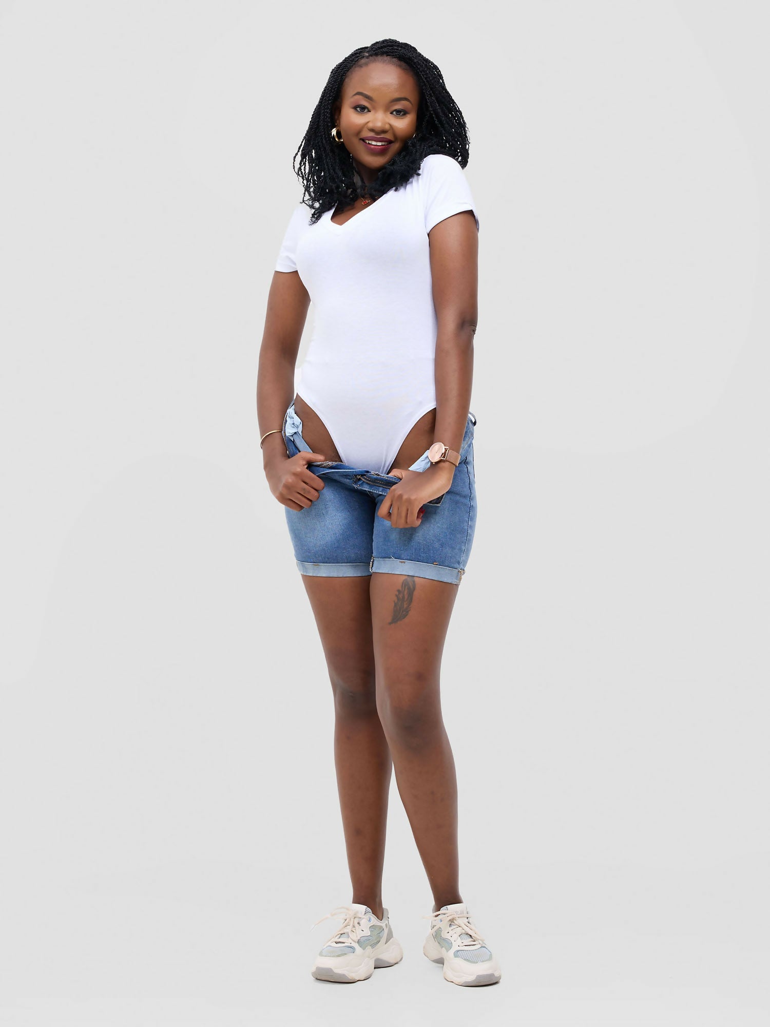 Short Sleeved Bodysuit - White