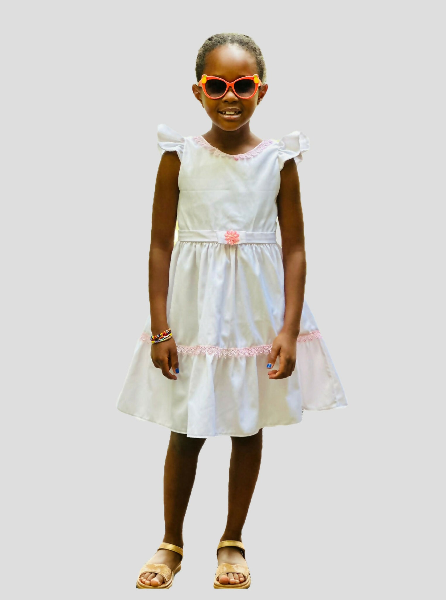 Knk Girls Flutter Dress - White