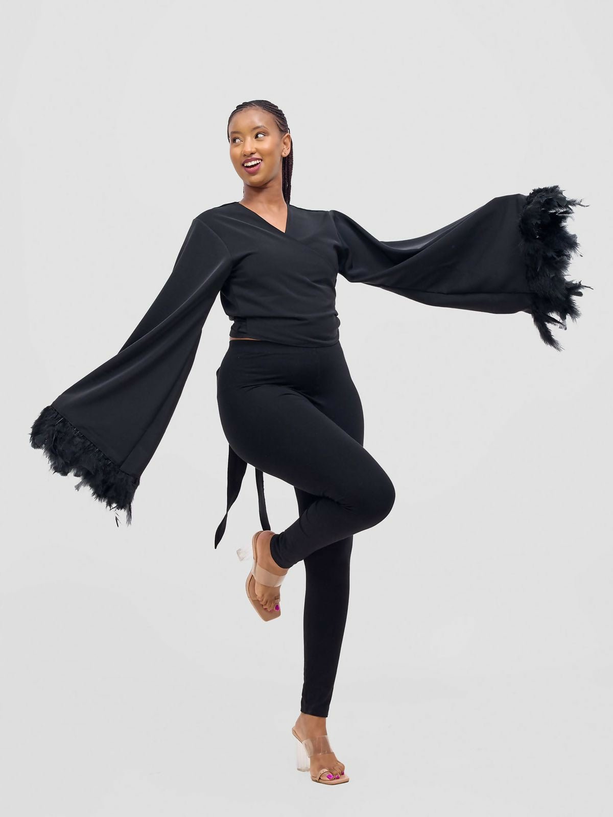 Merli Africa Hera Wrap Top - Black