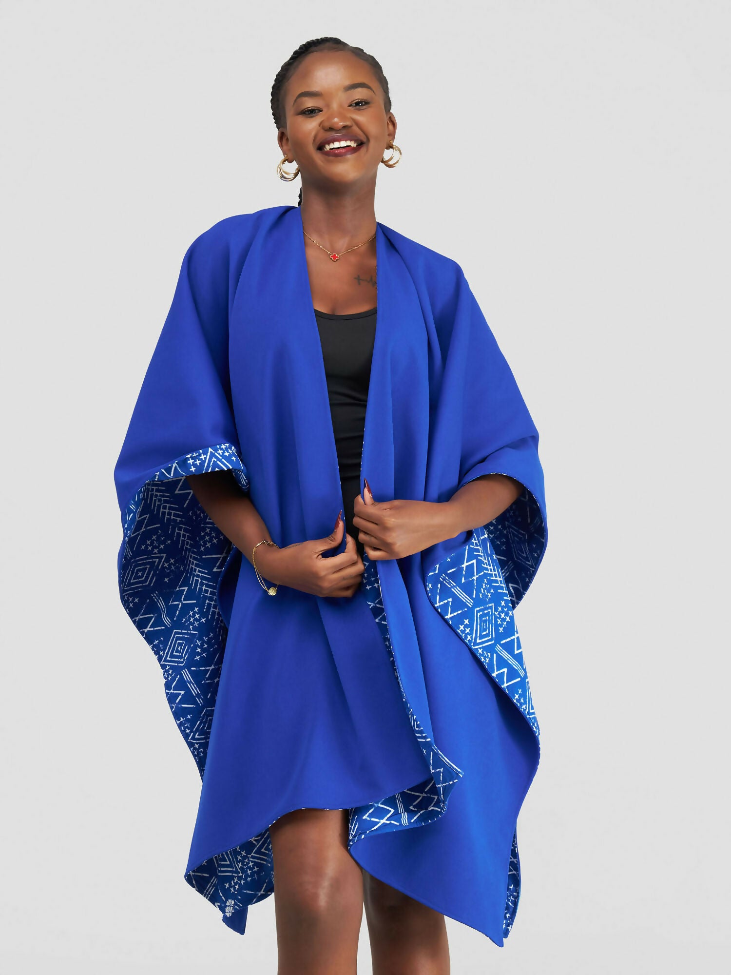 Ndege Reversible Poncho - Blue