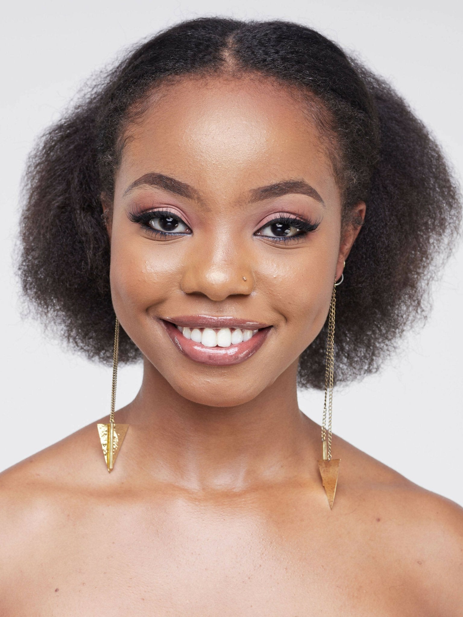 The M Collective Long Bar and Triangle Brass Earrings - Gold