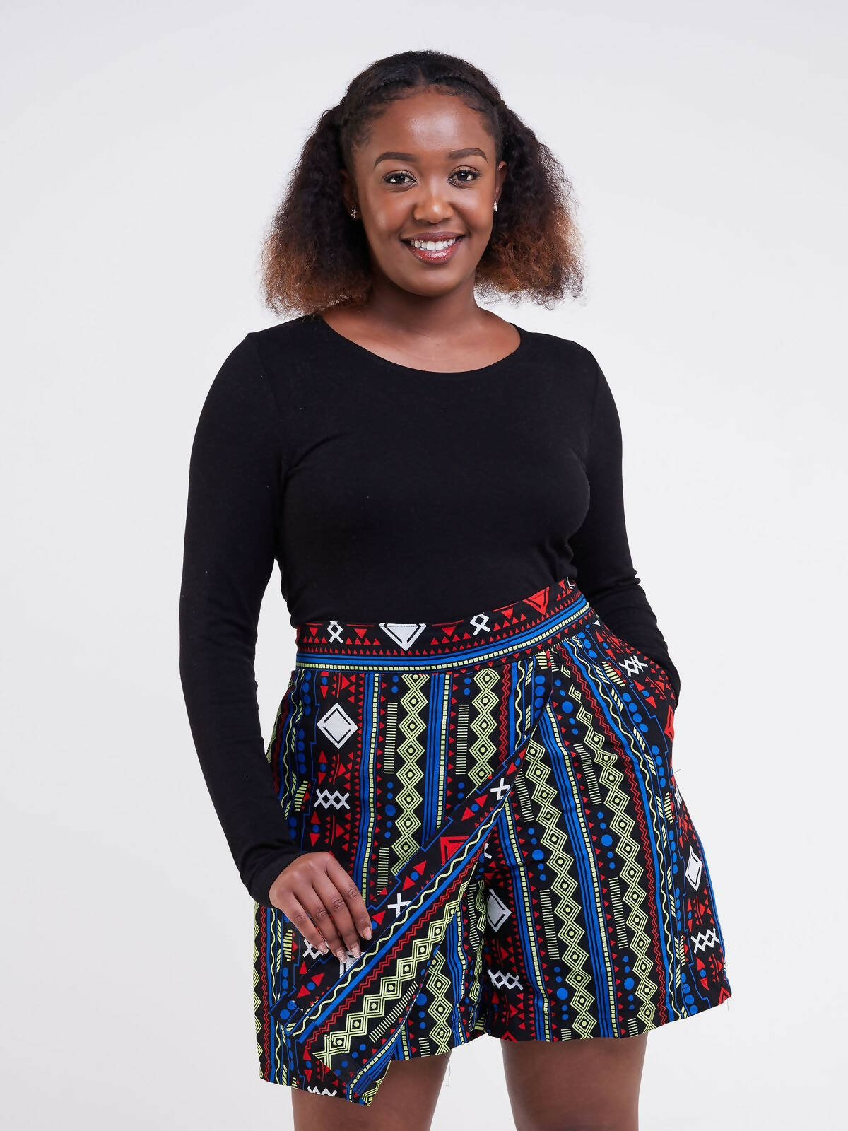 Merli Africa Cullote Shorts - Black Print