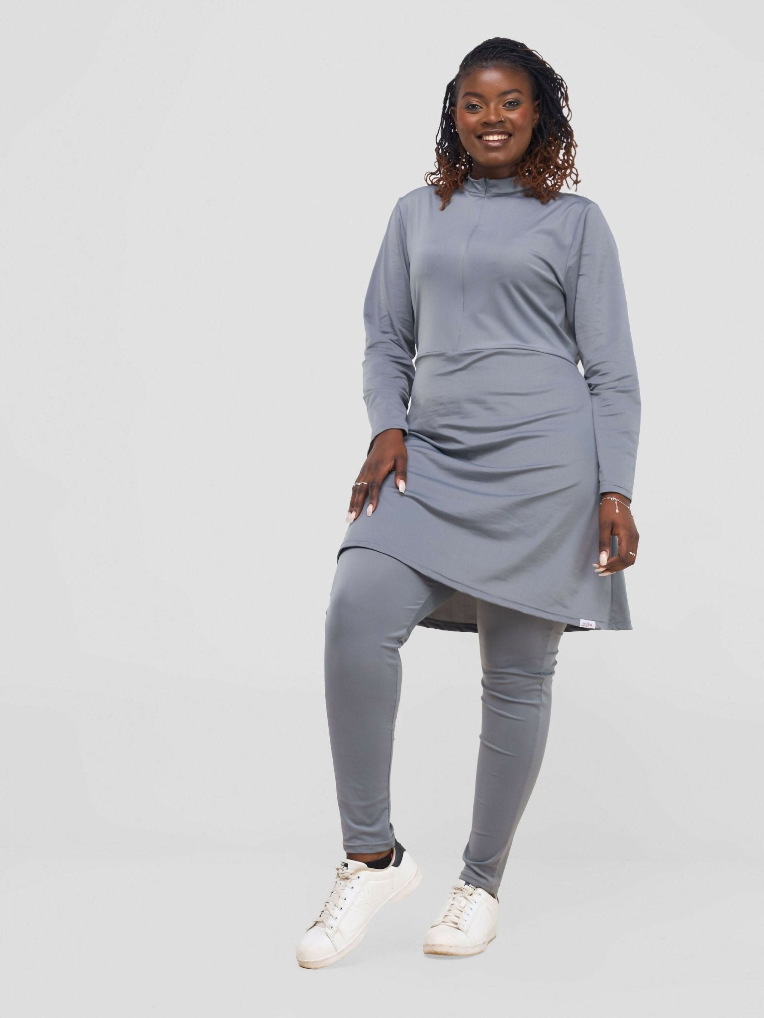 Modest Workout Skirt Jumpsuit - Grey