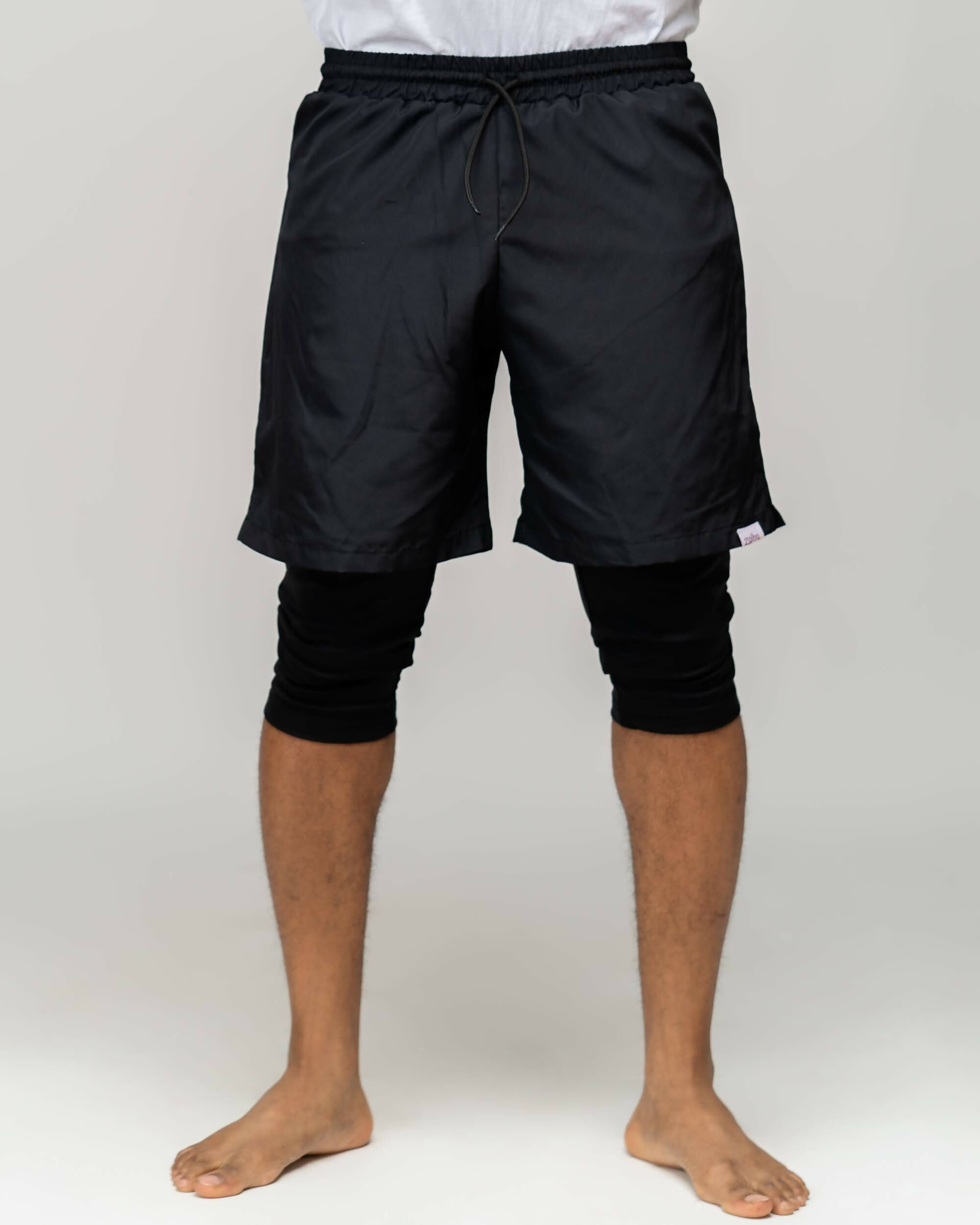Modest Workout 2 in1 Long Shorts - Black