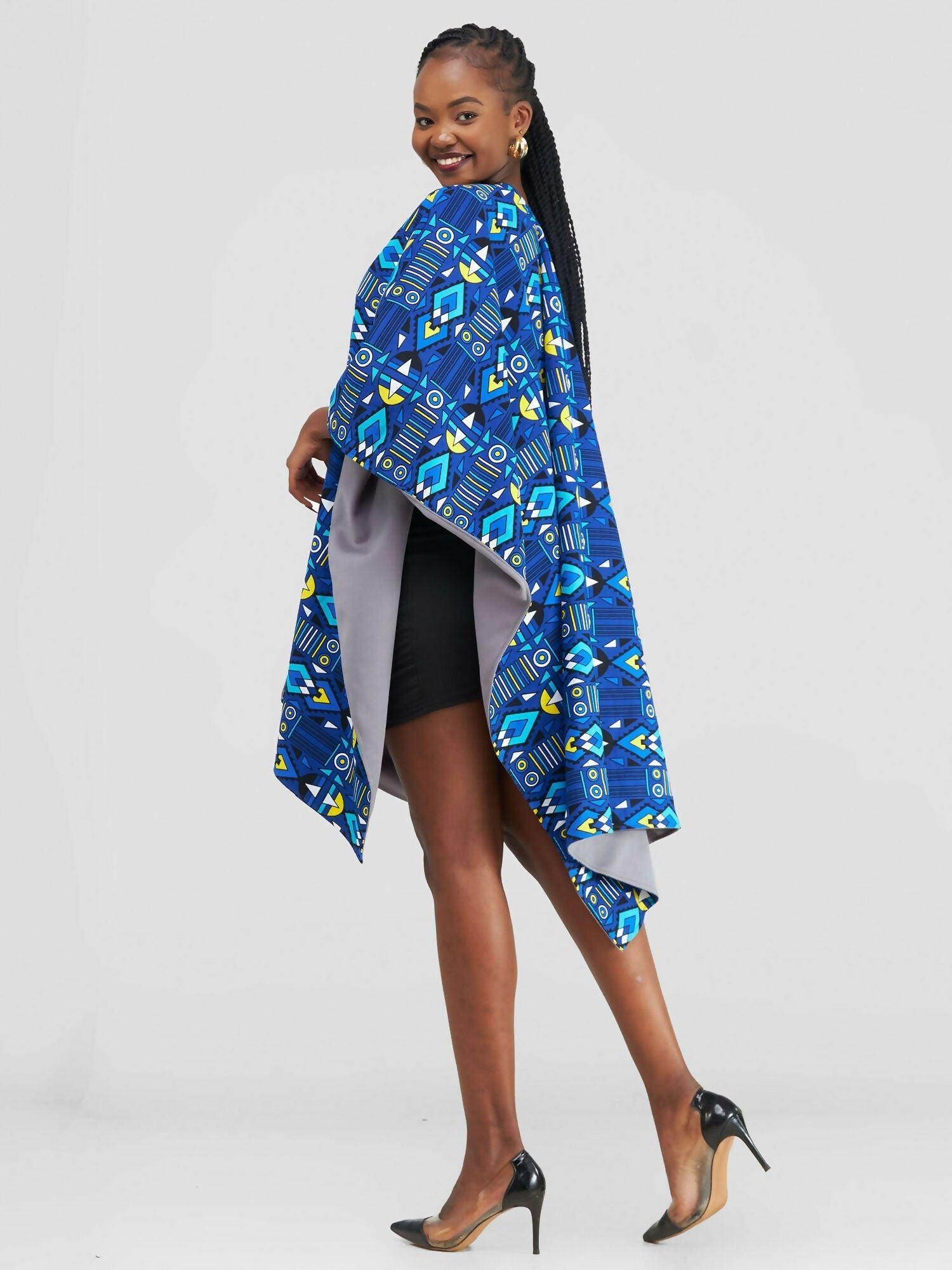 Ndege Reversible Cape - Blue / Grey