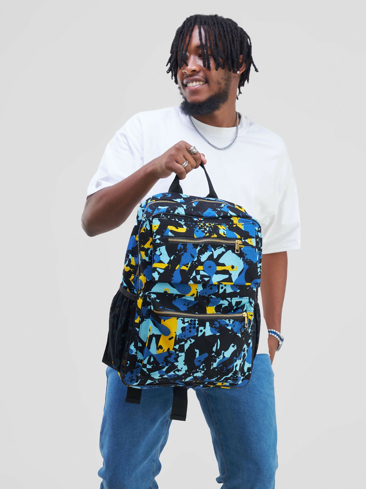 Mina Blue Sorokin Backpack Bag - Multicolored