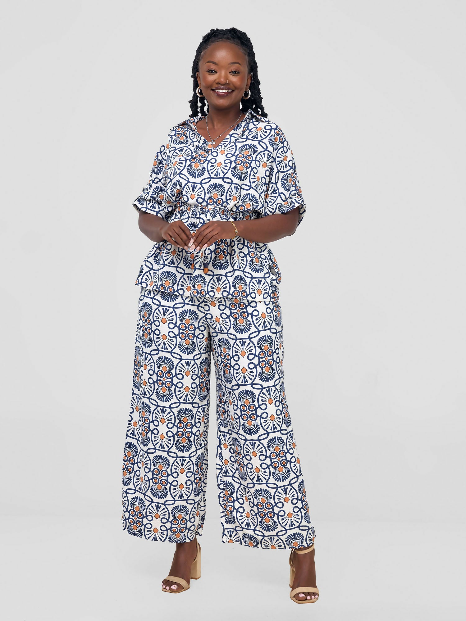 Snatched Wardrobe Swan 2 Piece Set - Blue Print