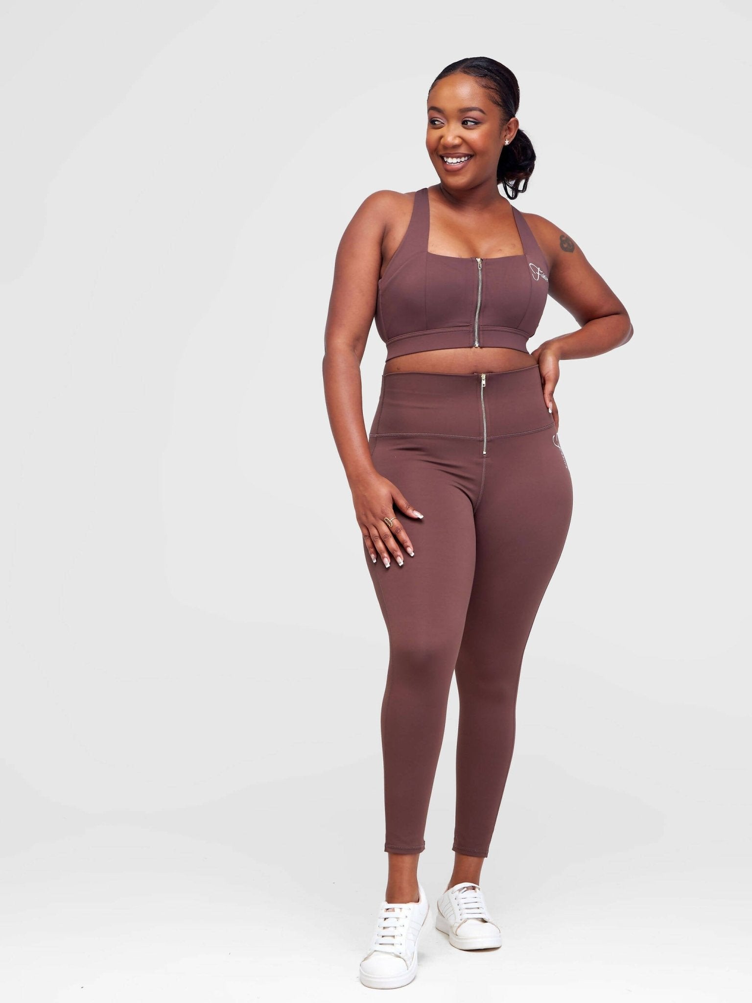 Fabtive Bella Sleeveless Set - Brown