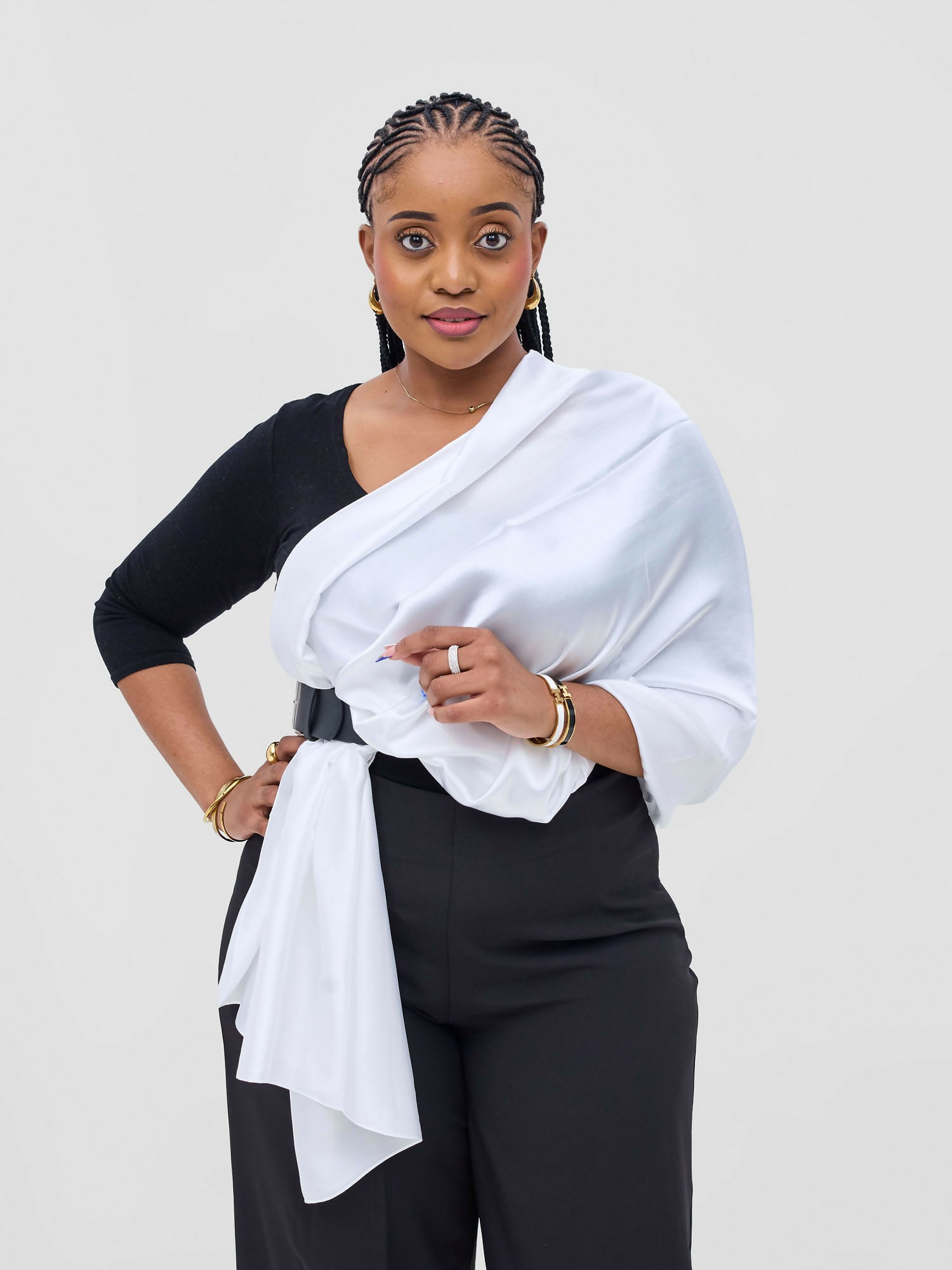 Afrodame Luxurious Silk Scarf - White
