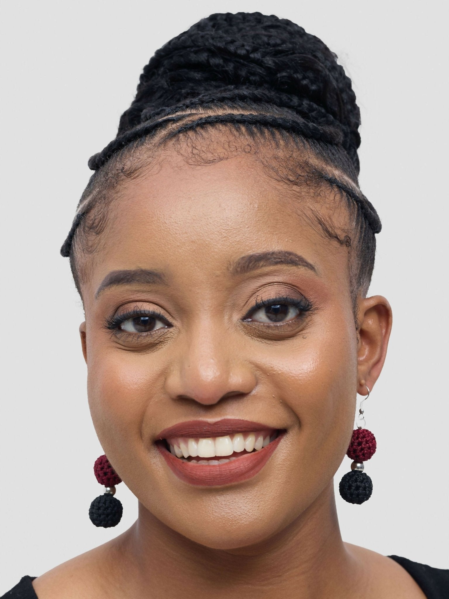 Ball Earring - Black / Maroon