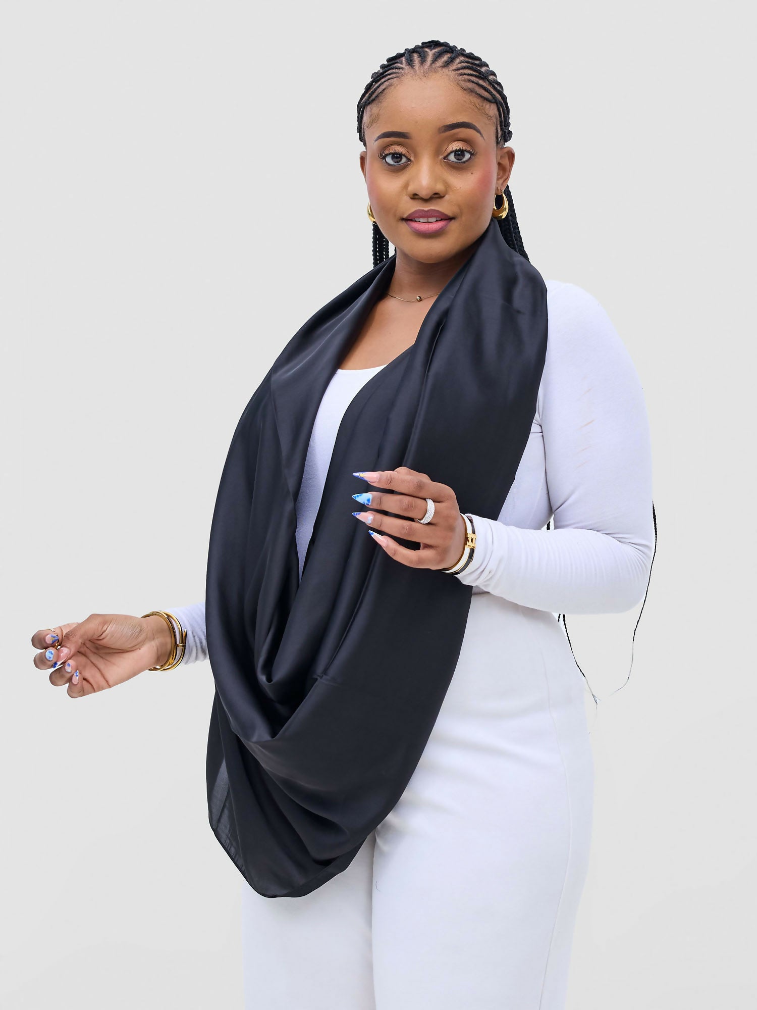 Afrodame Luxurious Silk Scarf - Black